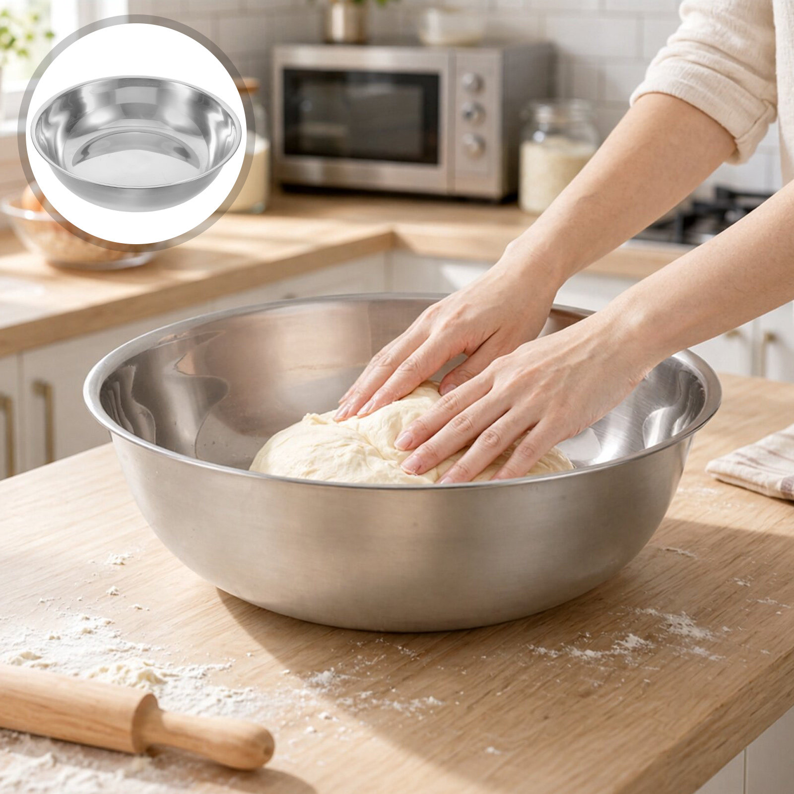 Kitchen Baking Bowls - Mangkuk pencuci stainless steel 12,6 inci,