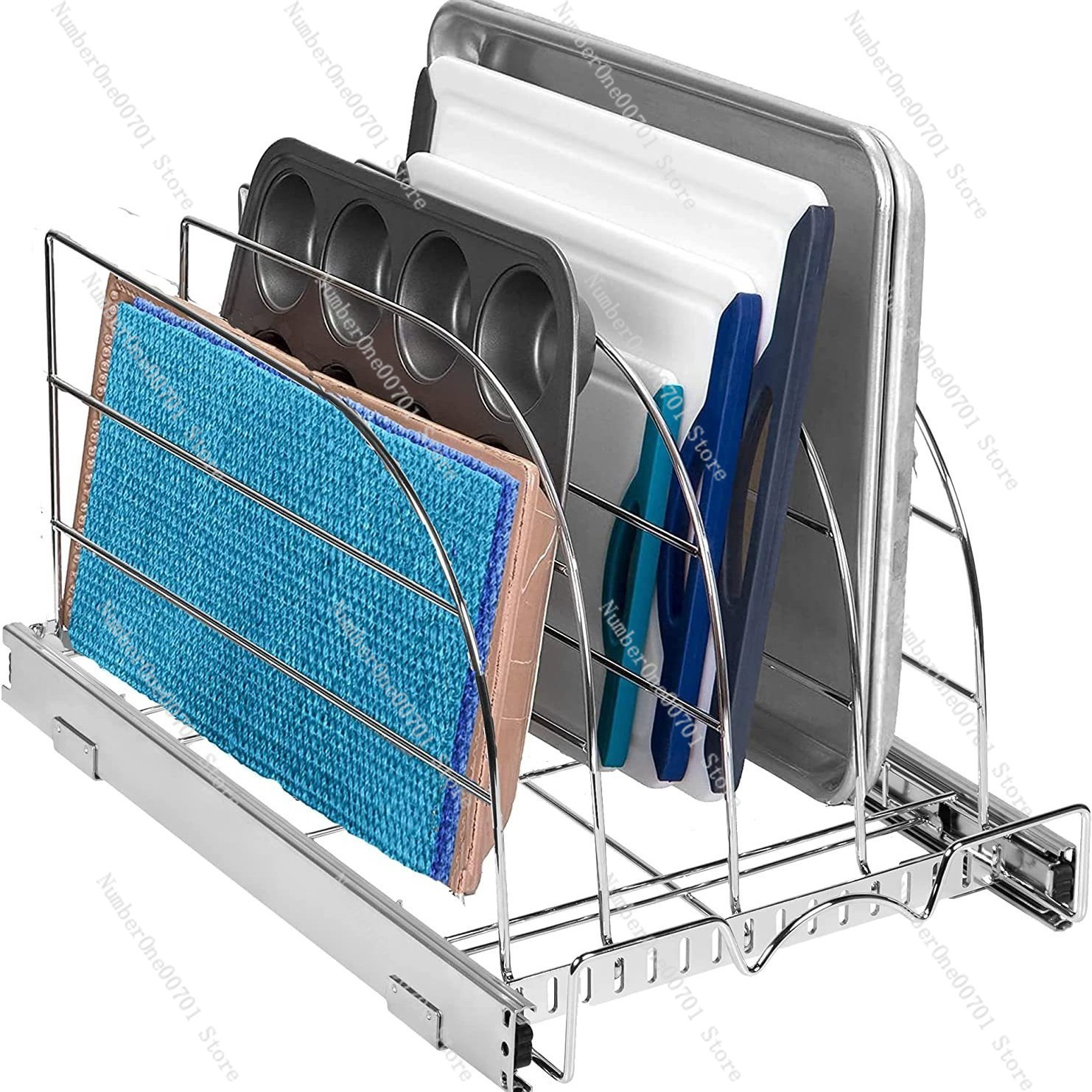 Kitchen Cabinet Baking Sheet Organizer - Organizer Kabinet Dapur Geser untuk Loyang,