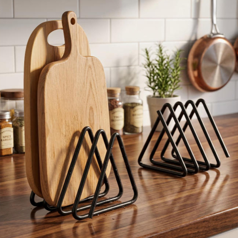 Kitchen Cabinet Baking Organizer - Rak Penyimpanan Papan Pemotong Segitiga Hemat