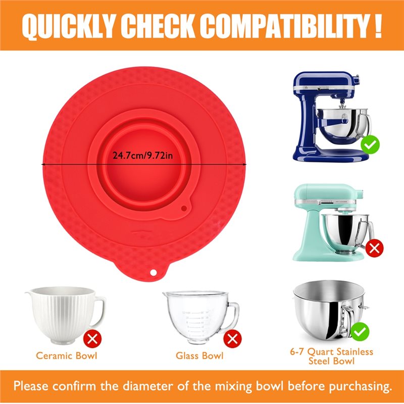 Stand Mixer Bowl - Penutup Mangkuk Mixer Silikon AD24 untuk