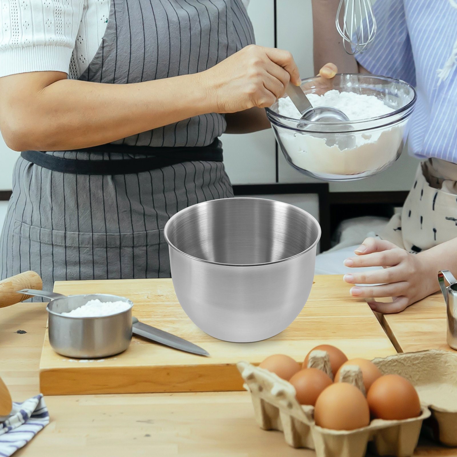 Kitchen Baking Bowls - Mangkuk Pencampur Stainless Steel Tebal, Mangkuk