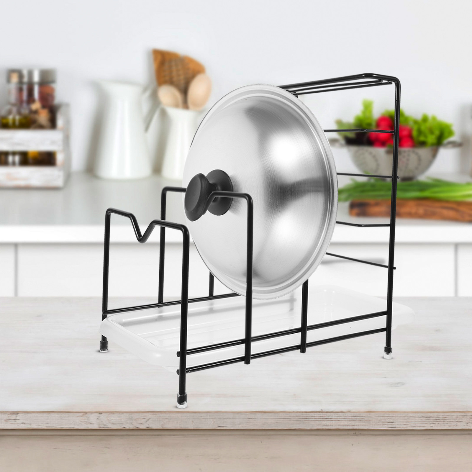 Kitchen Cabinet Baking Organizer - Rak Penyimpanan Tutup Panci, Talenan, dan