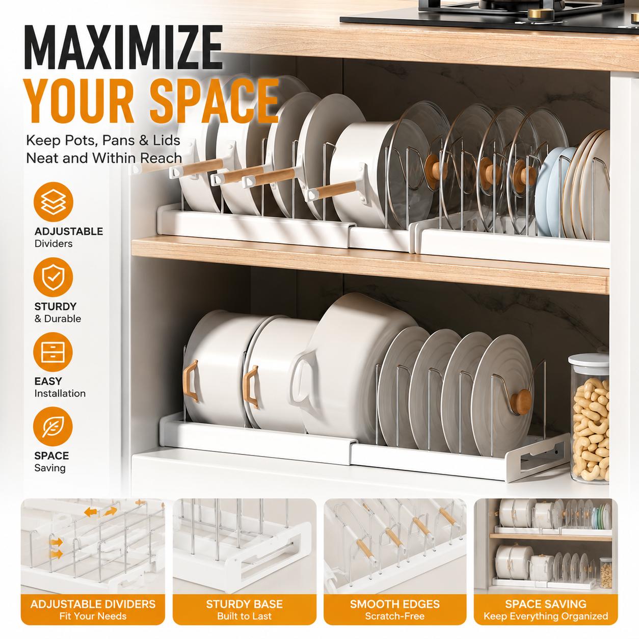 Rak Organizer Panci dan Wajan  - Kitchen Cabinet Baking Organizer ulasan dan harga