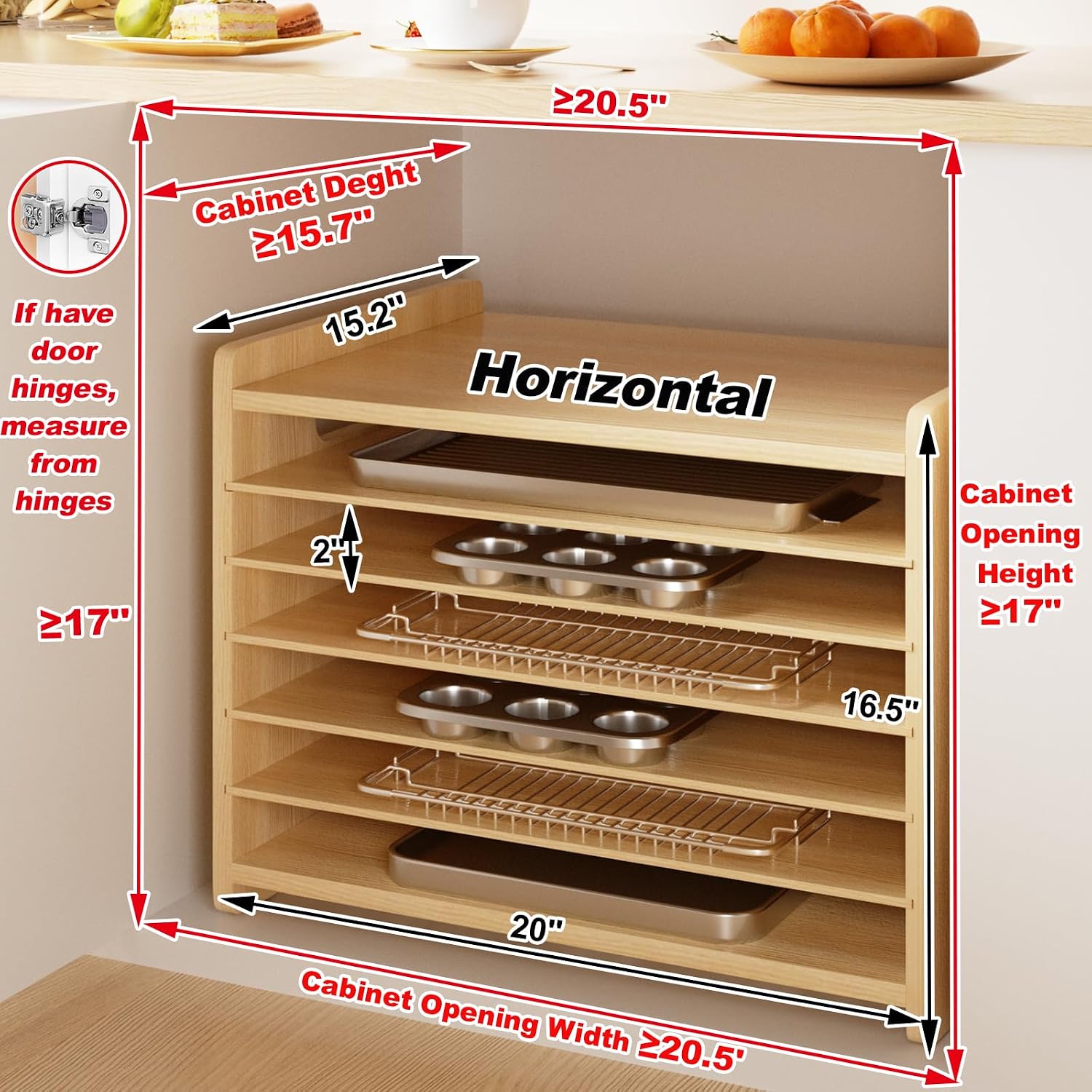 Pembatas Rak Loyang Kayu, Rak  - Kitchen Cabinet Baking Sheet Organizer ulasan dan harga