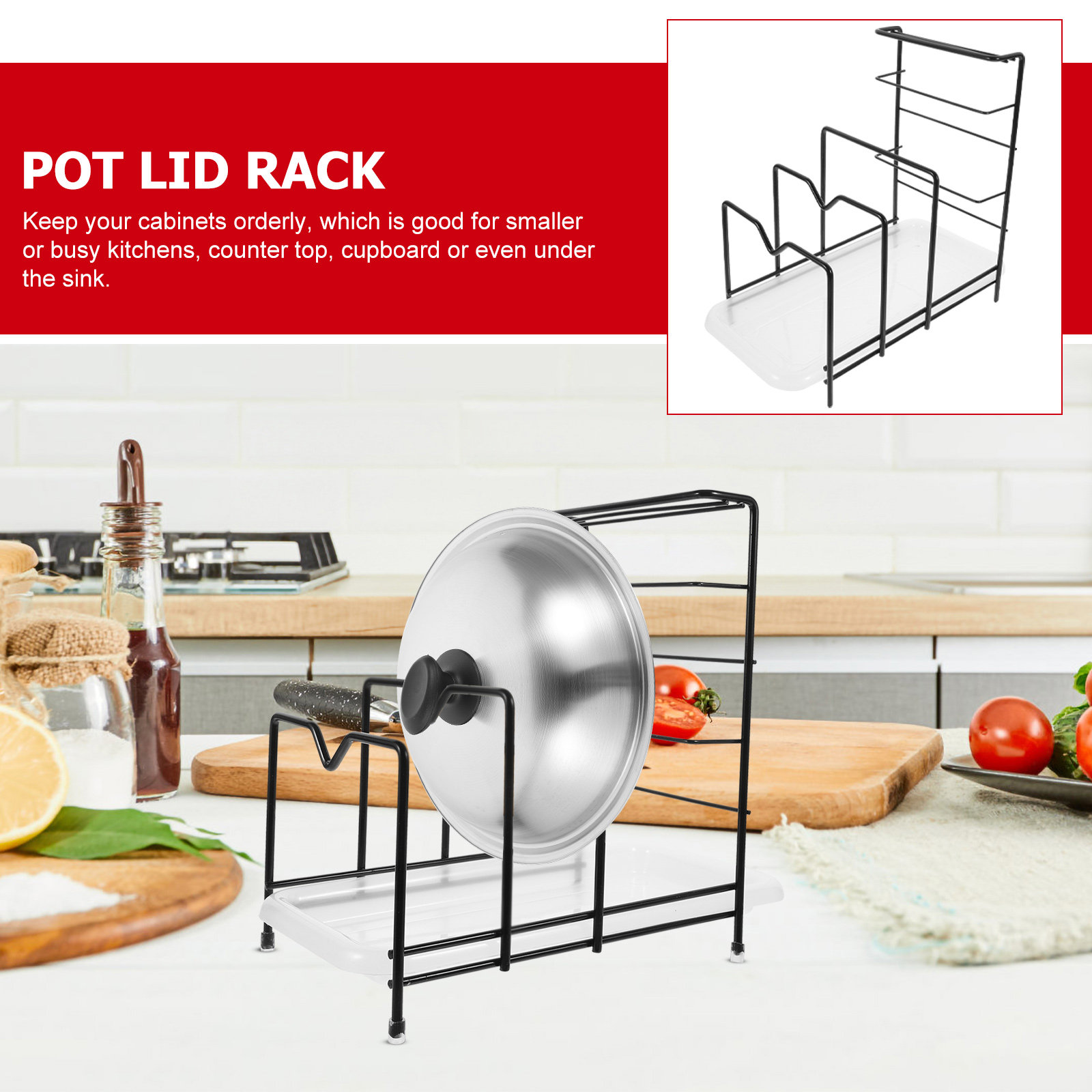 Rak Penyimpanan Tutup Panci, T - Kitchen Cabinet Baking Organizer ulasan dan harga