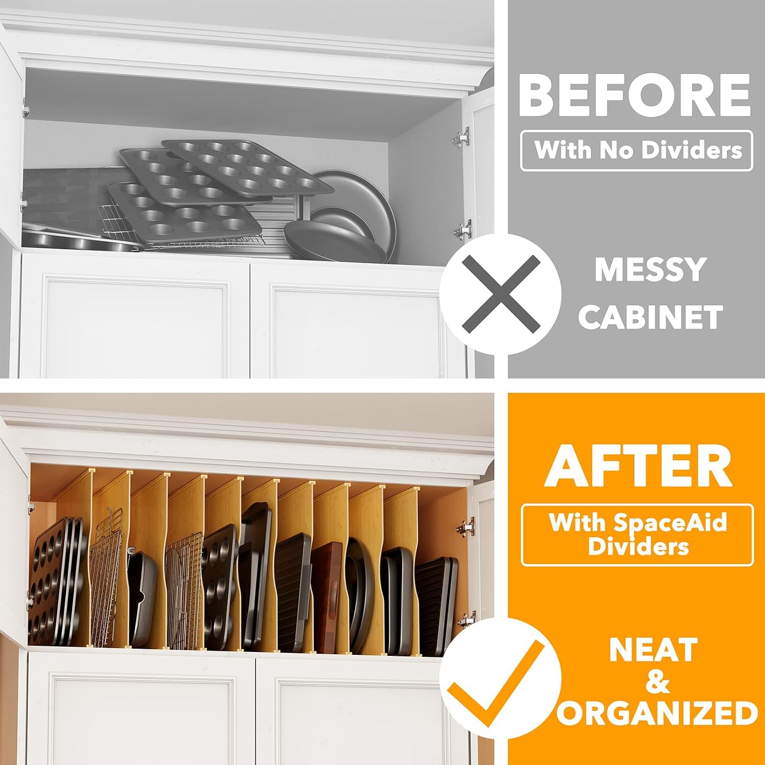 10 Paket Pembatas Nampan Bambu - Kitchen Cabinet Baking Organizer ulasan dan harga